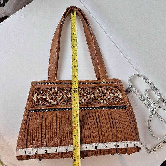 Montana West American Bling Collection Fringe Studded Western Shoulder Bag - Picture 16 of 16